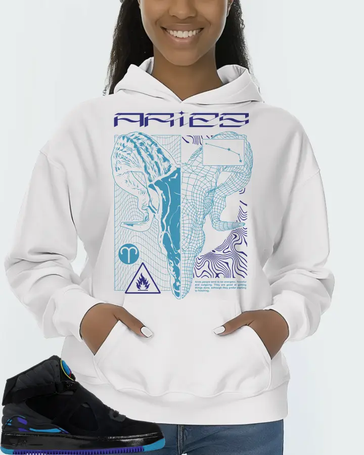 Jordan AJF 8 Sneaker Matching White Hoodie (ARIES) - View 3