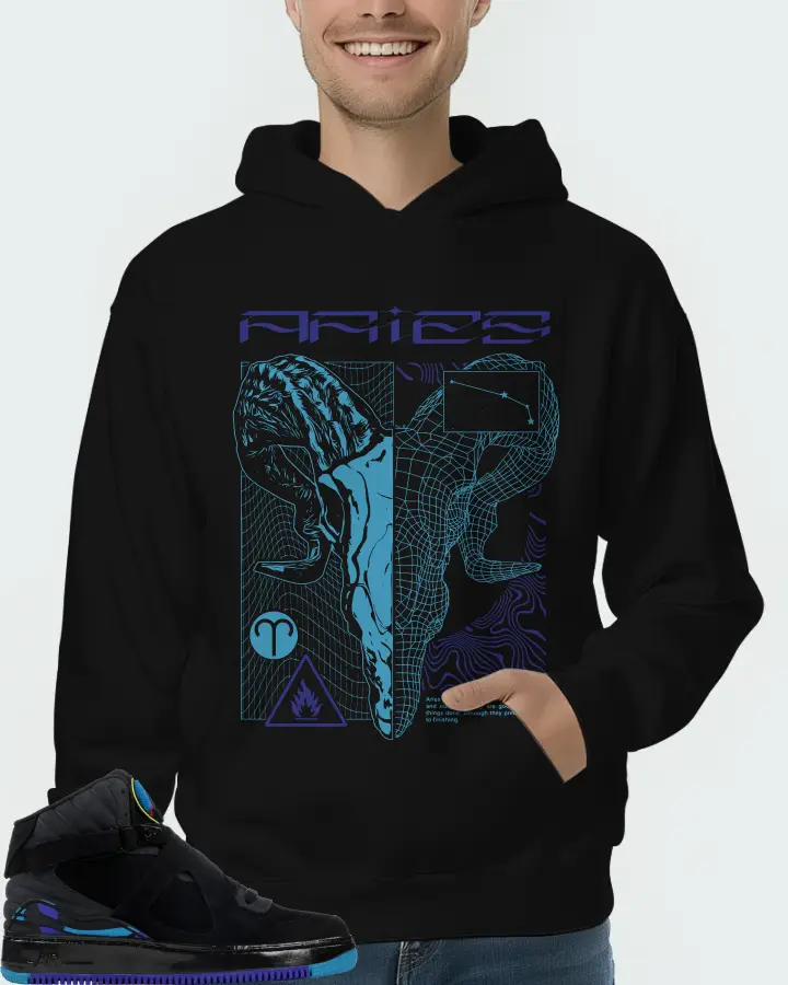 Jordan AJF 8 Sneaker Matching Black Hoodie (ARIES) - View 4