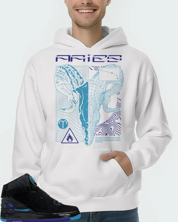 Jordan AJF 8 Sneaker Matching White Hoodie (ARIES) - View 4