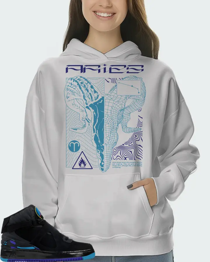 Jordan AJF 8 Sneaker Matching White Hoodie (ARIES) - View 5