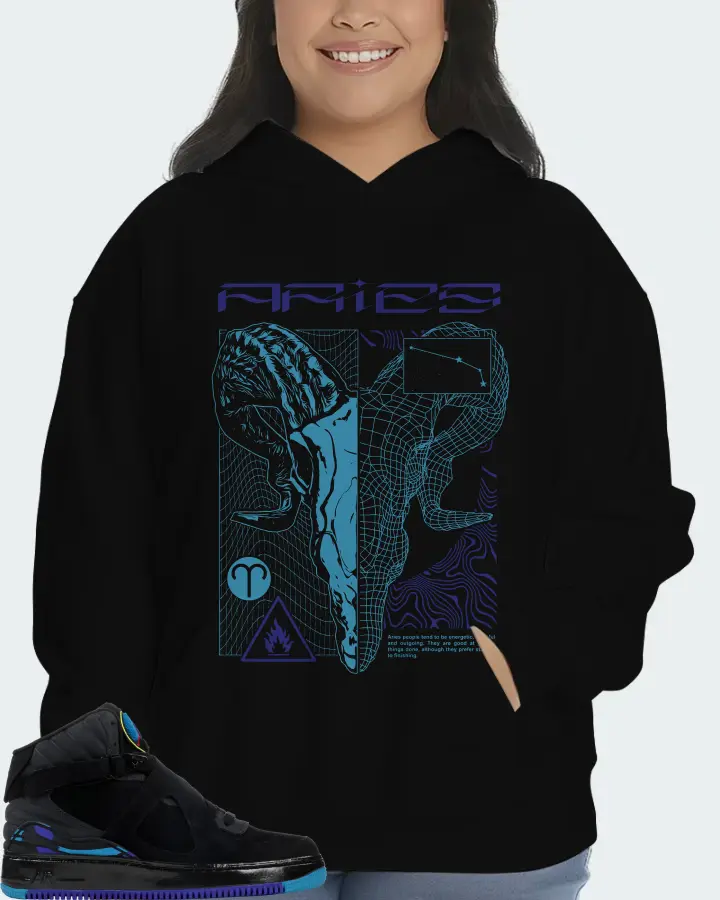 Jordan AJF 8 Sneaker Matching Black Hoodie (ARIES) - View 7