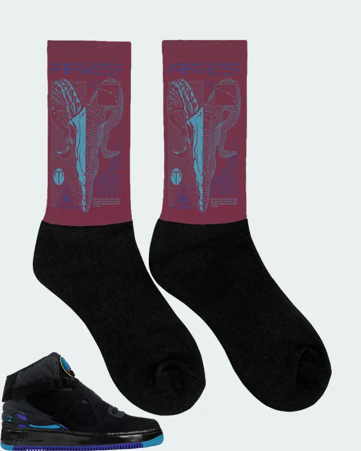 Jordan AJF 8 Sneaker Matching Maroon Socks (ARIES) - View 2