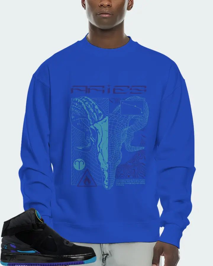Jordan AJF 8 Sneaker Matching Royal Blue Sweatshirt (ARIES) - View 2