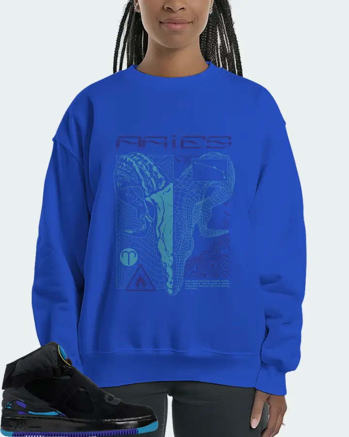Jordan AJF 8 Sneaker Matching Royal Blue Sweatshirt (ARIES) - View 3