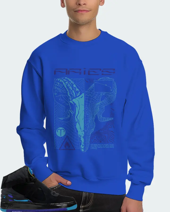 Jordan AJF 8 Sneaker Matching Royal Blue Sweatshirt (ARIES) - View 4