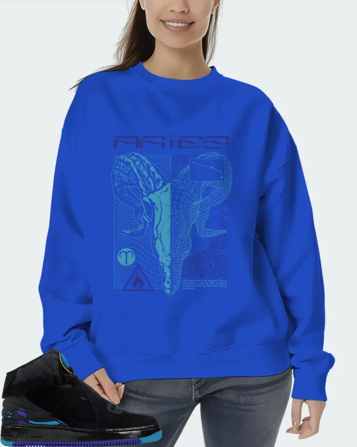 Jordan AJF 8 Sneaker Matching Royal Blue Sweatshirt (ARIES) - View 5