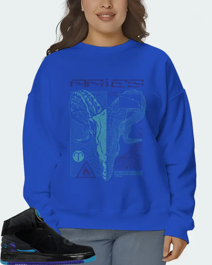 Jordan AJF 8 Sneaker Matching Royal Blue Sweatshirt (ARIES) - View 7