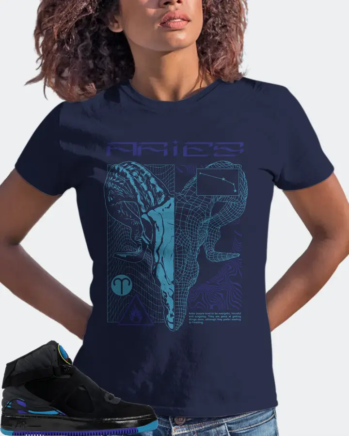 Jordan AJF 8 Sneaker Matching Navy T-Shirt (ARIES) - View 3