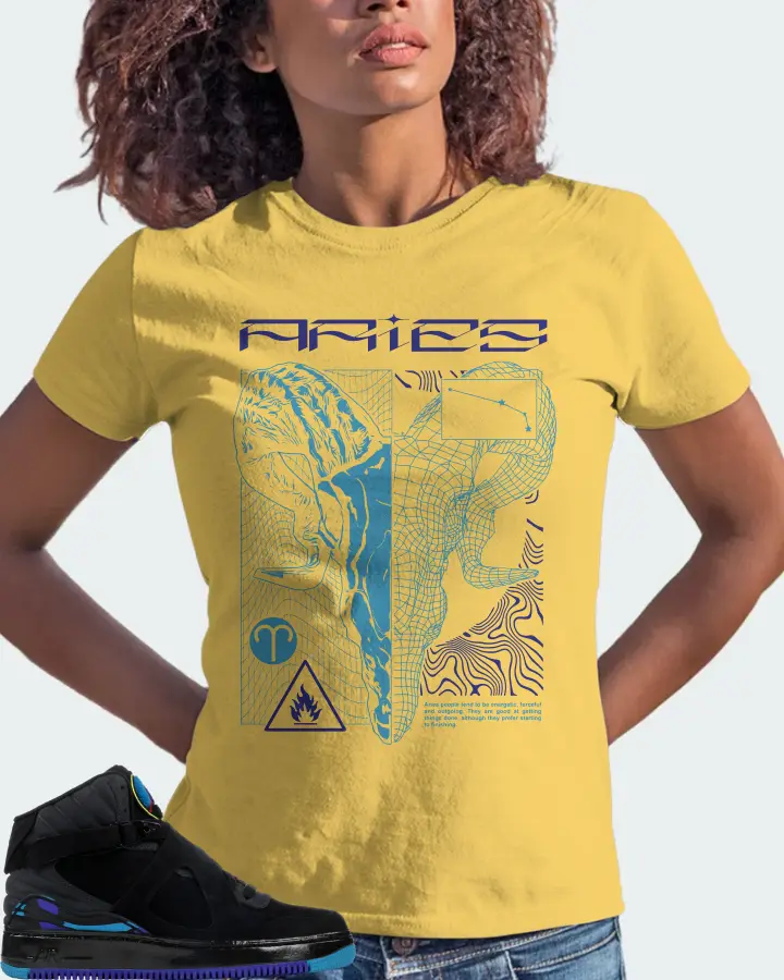Jordan AJF 8 Sneaker Matching Yellow T-Shirt (ARIES) - View 3