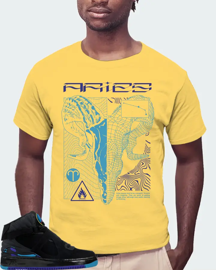 Jordan AJF 8 Sneaker Matching Yellow T-Shirt (ARIES) - View 4