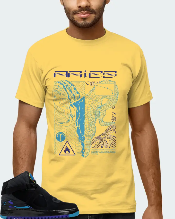 Jordan AJF 8 Sneaker Matching Yellow T-Shirt (ARIES) - View 6
