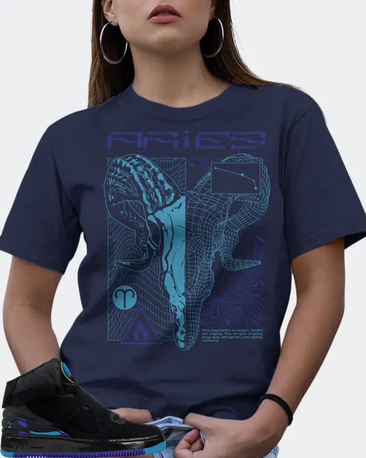 Jordan AJF 8 Sneaker Matching Navy T-Shirt (ARIES) - View 7