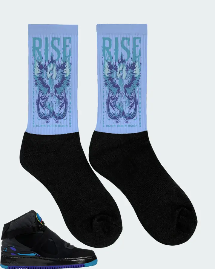 Jordan AJF 8 Sneaker Matching Carolina Blue Socks (RISE) - View 2
