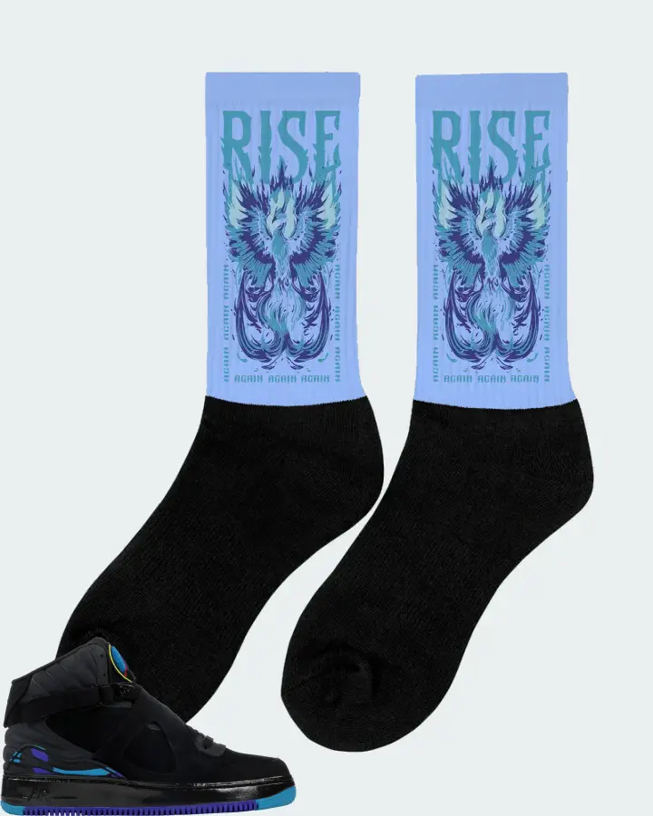 Jordan AJF 8 Sneaker Matching Carolina Blue Socks (RISE) - View 3