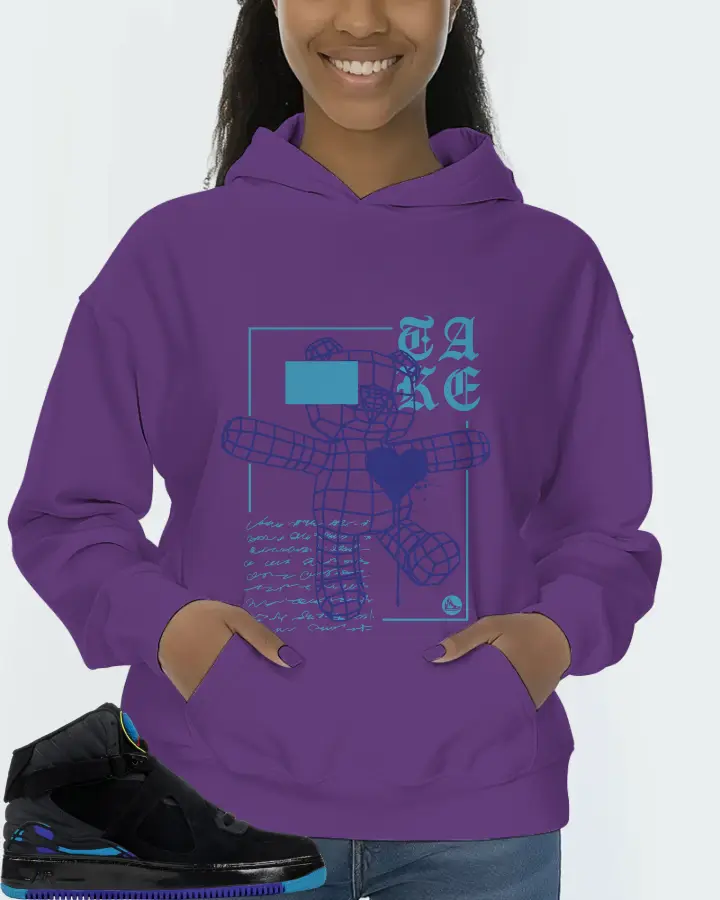 Jordan AJF 8 Sneaker Matching Purple Hoodie (TAKE) - View 3