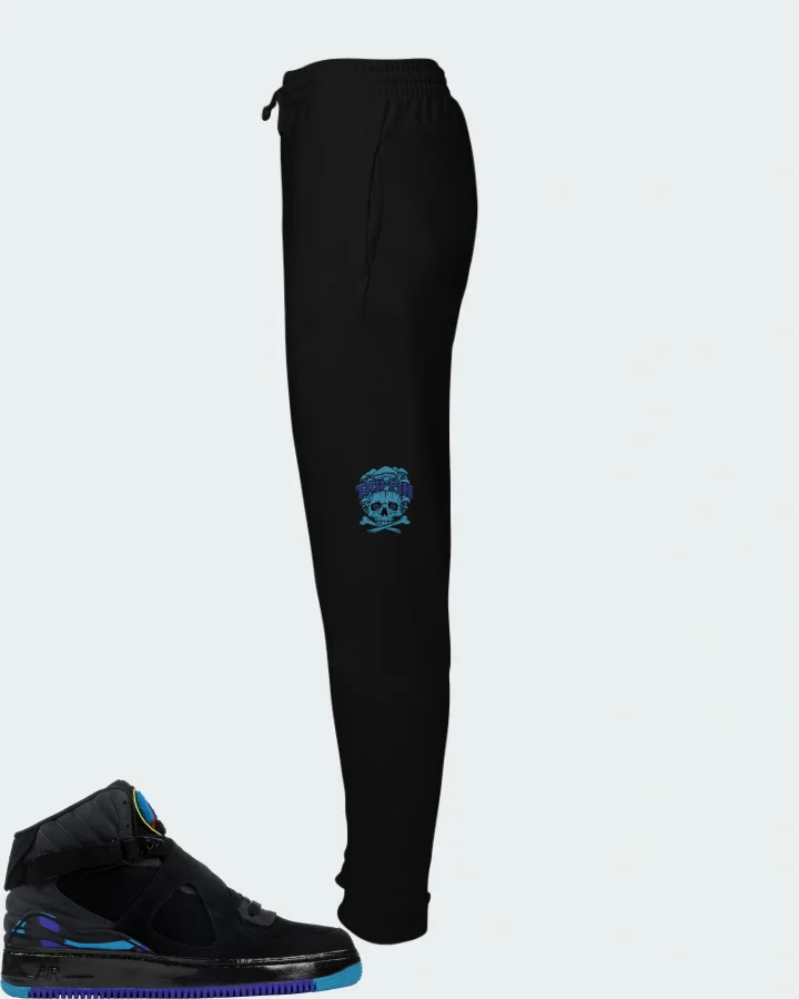 Jordan AJF 8 Sneaker Matching Black Joggers (Trippin Skull) - View 1