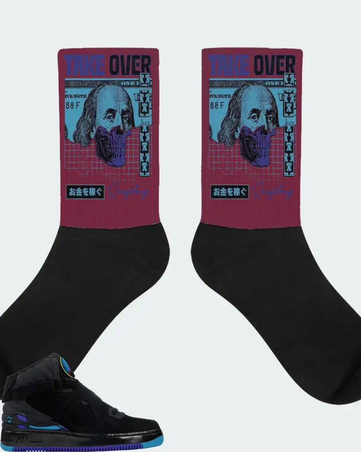 Jordan AJF 8 Sneaker Matching Maroon Socks - Take Over