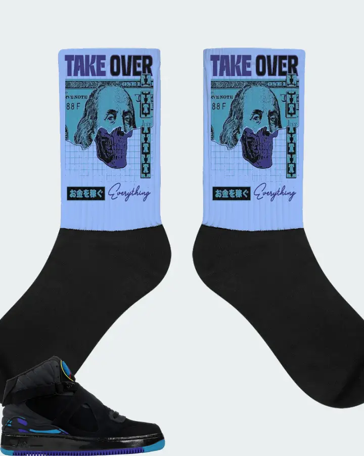 Jordan AJF 8 Sneaker Matching Carolina Blue Socks - Take Over