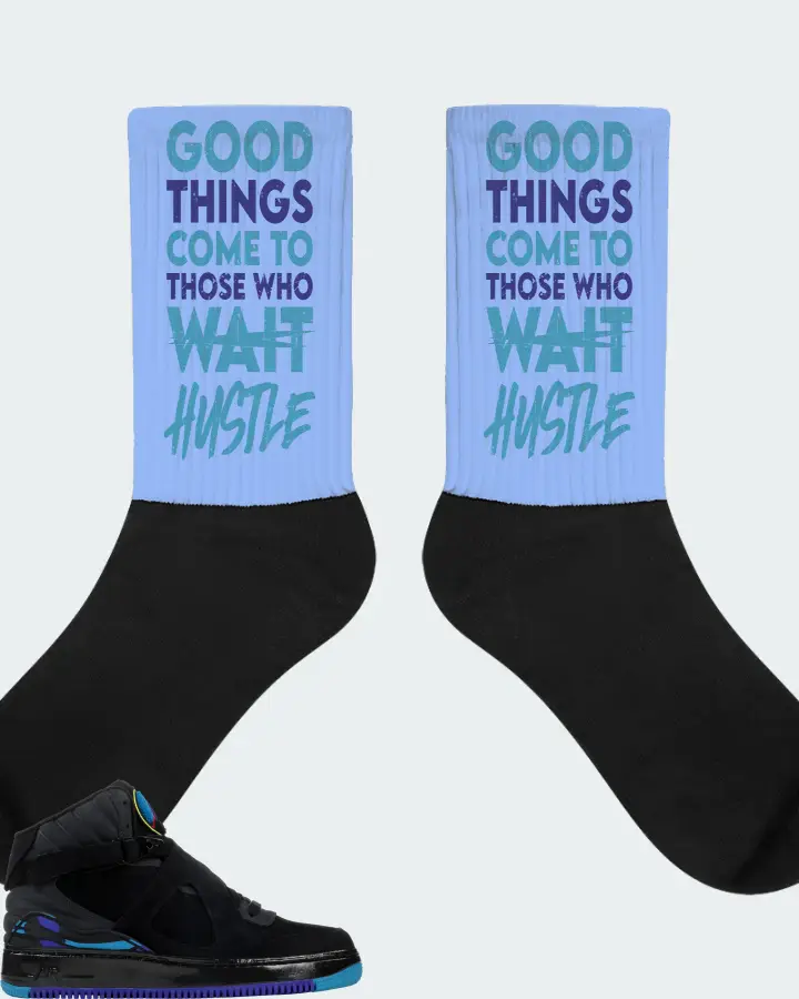 Jordan AJF 8 Sneaker Matching Carolina Blue Socks - Good Things Come