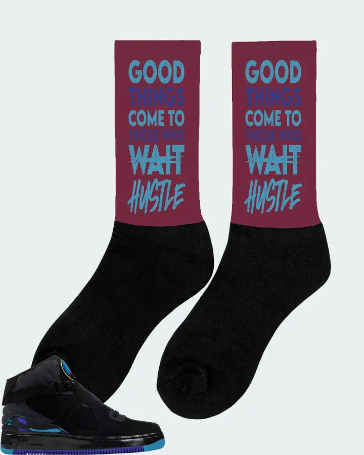 Jordan AJF 8 Sneaker Matching Maroon Socks (Good Things Come) - View 3