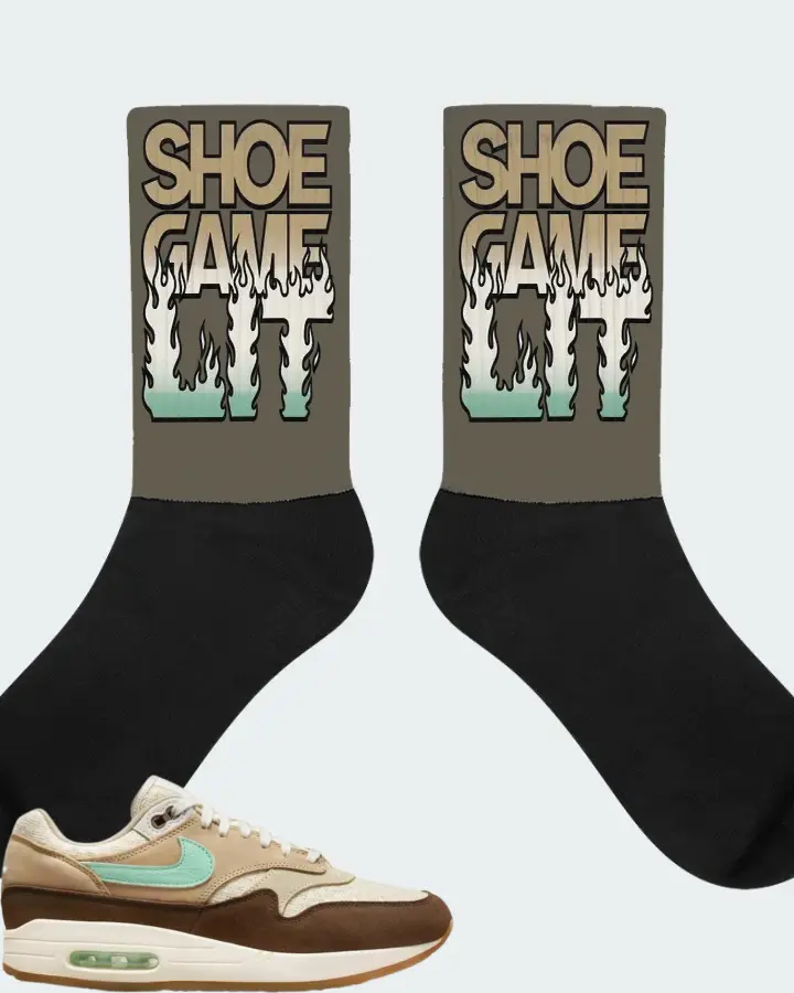 Nike Air Max 1 Sneaker Matching Army Green Socks - Shoe Game Lit Refreshed