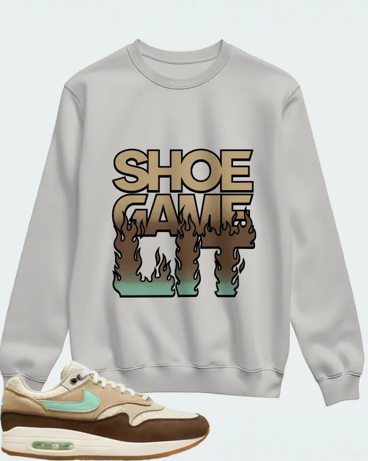 Nike Air Max 1 Sneaker Matching Grey Sweatshirt - Shoe Game Lit Refreshed