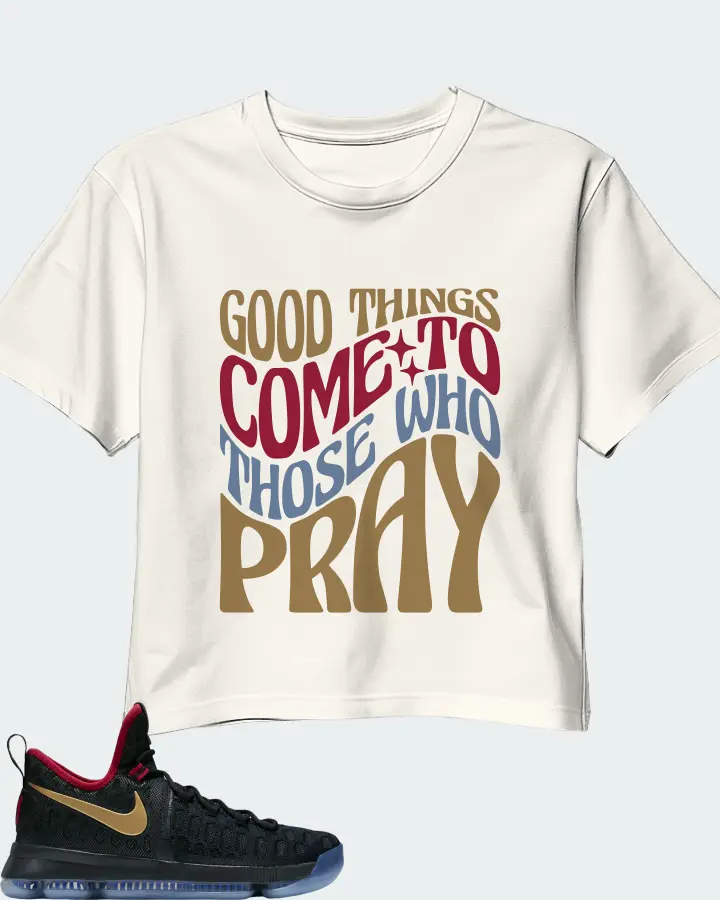 Nike KD 9 Sneaker Matching Ecru White Crop Top - Good Things Come To Those Who Pray