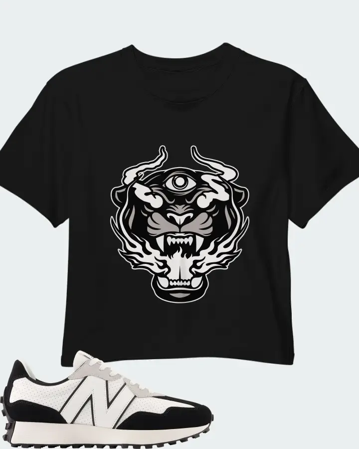 New Balance 327 White Black Grey Matching Crop Top