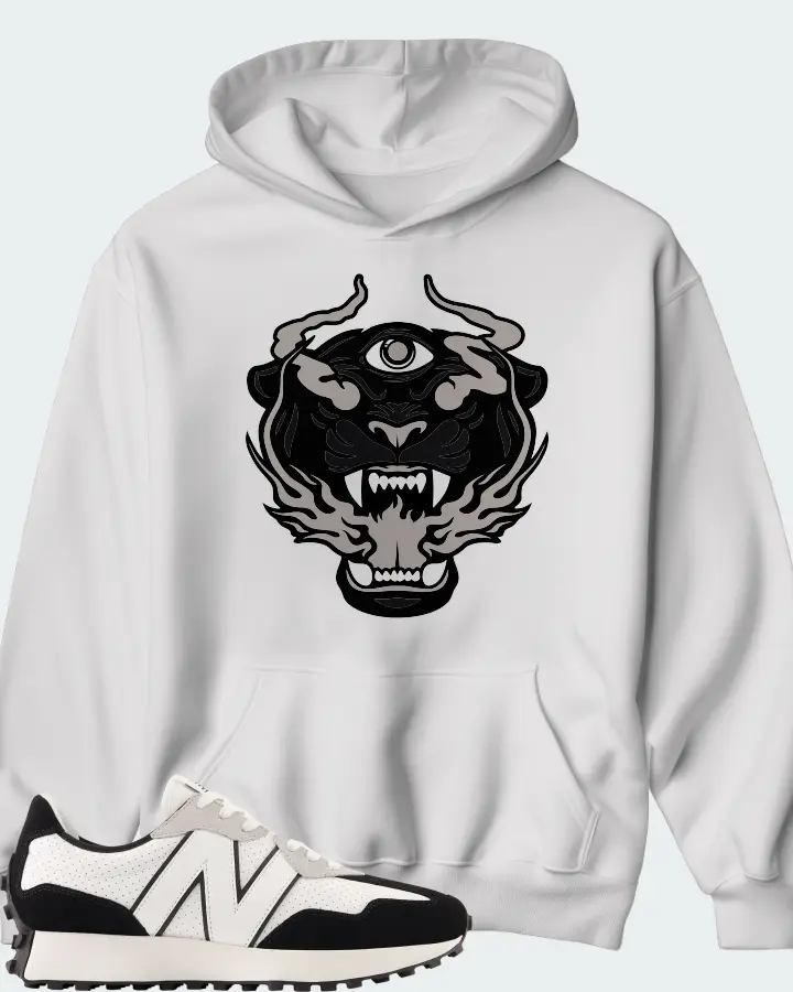 New Balance 327 White Black Grey Matching Hoodie