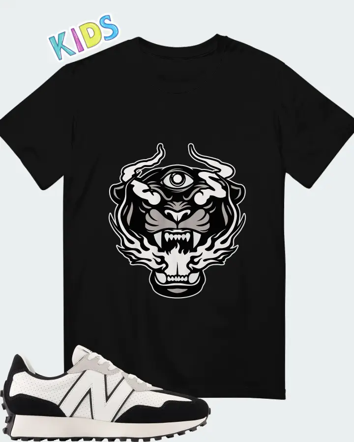 New Balance 327 White Black Grey Matching Kid's T-Shirt