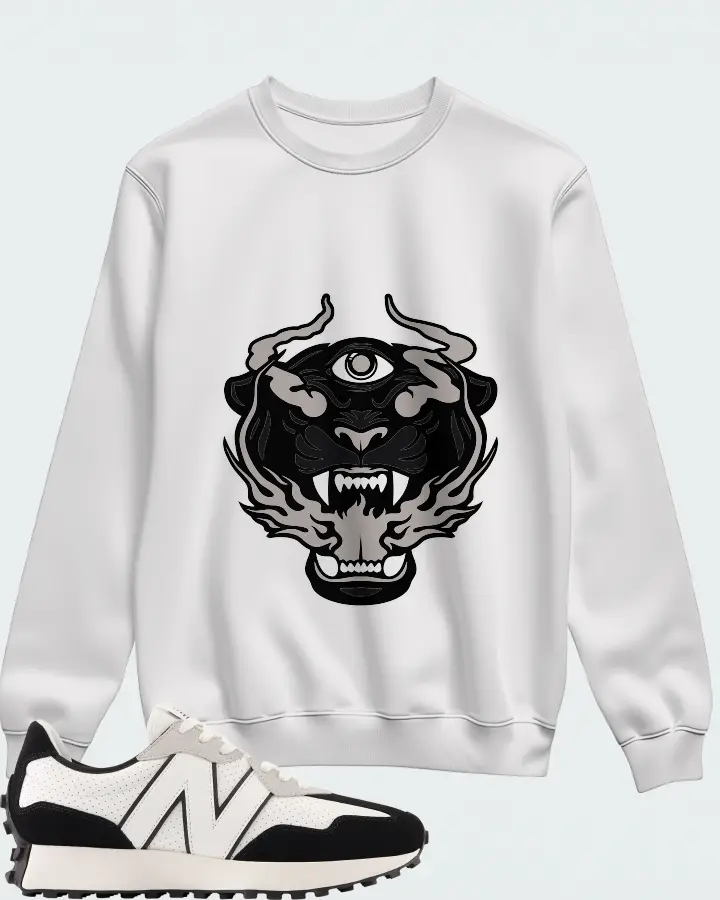 New Balance 327 White Black Grey Matching Sweatshirt