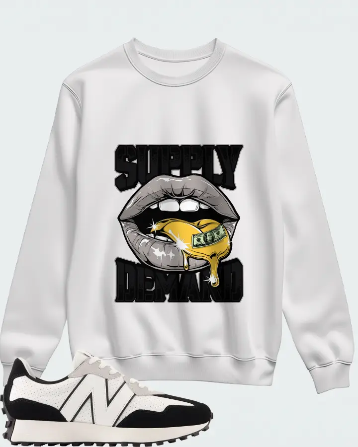 New Balance 327 White Black Grey Matching Sweatshirt