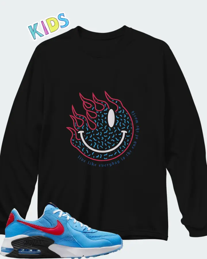 Nike Air Max Excee University Blue Matching Kid's Long Sleeve T-Shirt