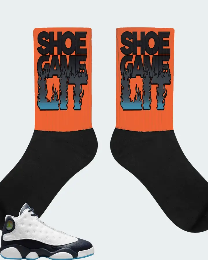 Jordan 13 Retro Sneaker Matching Orange Socks - Shoe Game Lit Refreshed