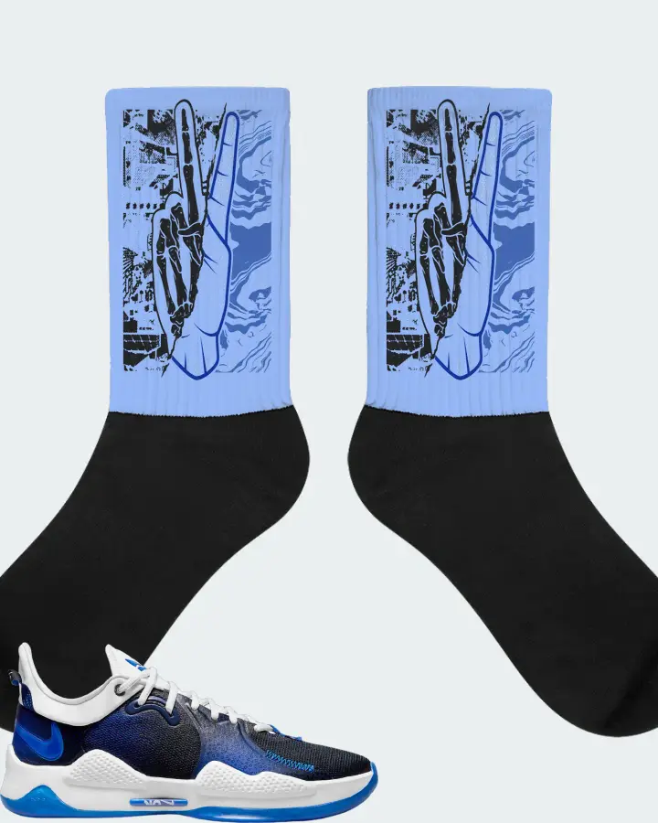Nike PG 5 Sneaker Matching Carolina Blue Socks - Peace of mind