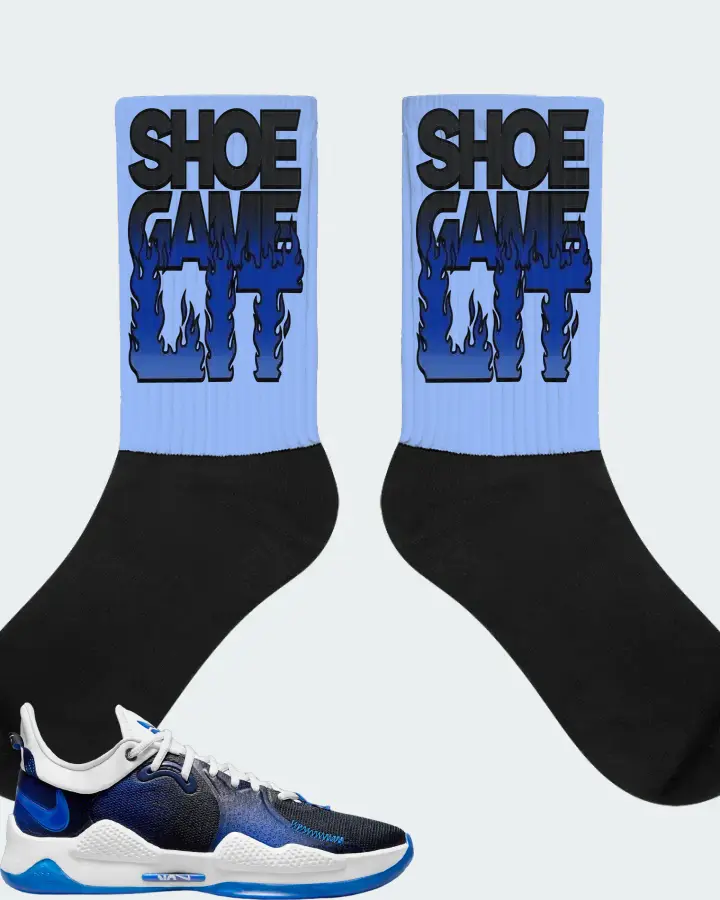 Nike PG 5 Sneaker Matching Carolina Blue Socks - Shoe Game Lit Refreshed