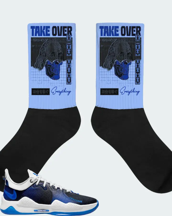 Nike PG 5 Sneaker Matching Carolina Blue Socks - Take Over