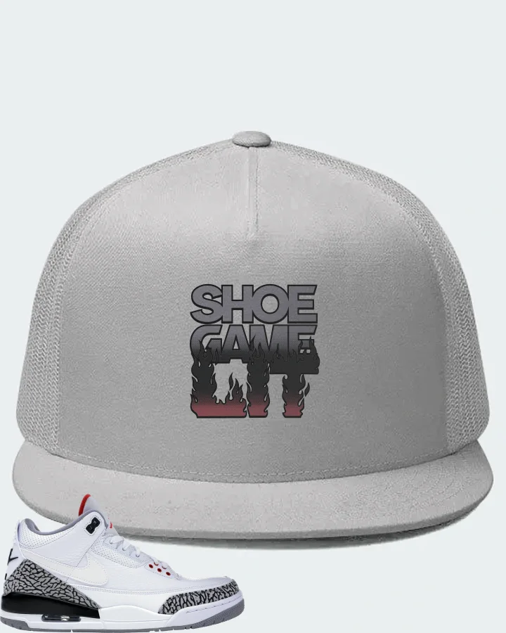 Jordan 3 Retro Sneaker Matching White Hat - Shoe Game Lit Refreshed