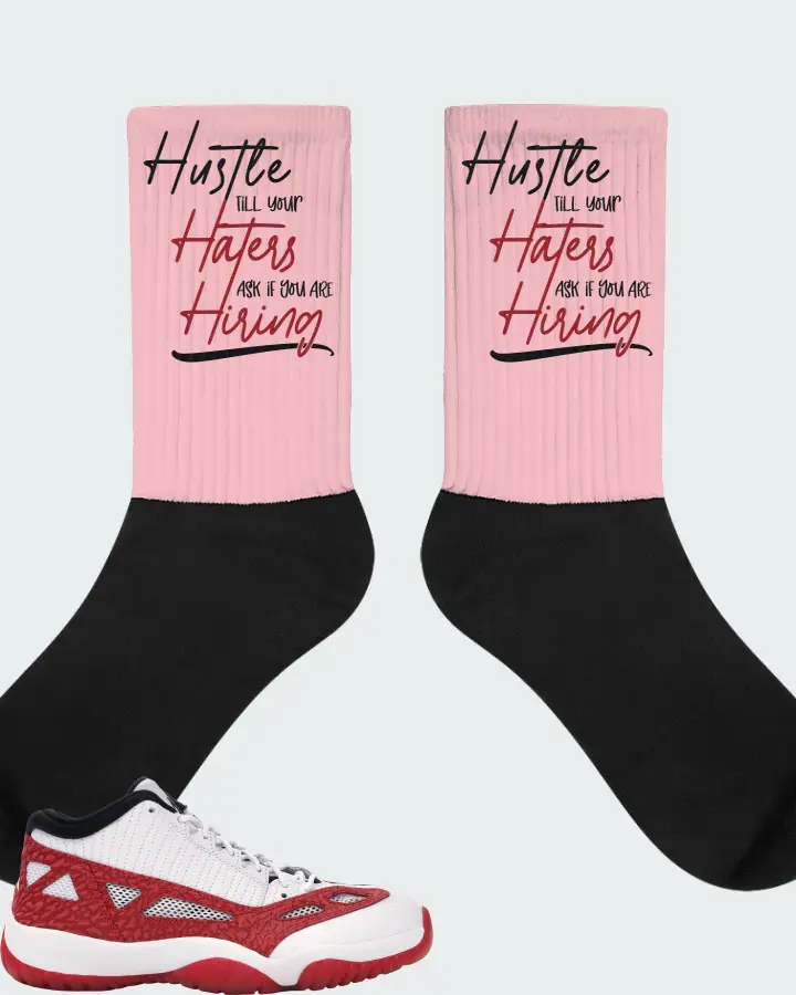 Jordan 11 Retro Low Sneaker Matching Pink Socks - HUSTLE TILL YOUR HATERS ASK