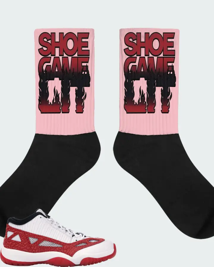 Jordan 11 Retro Low Sneaker Matching Pink Socks - Shoe Game Lit Refreshed