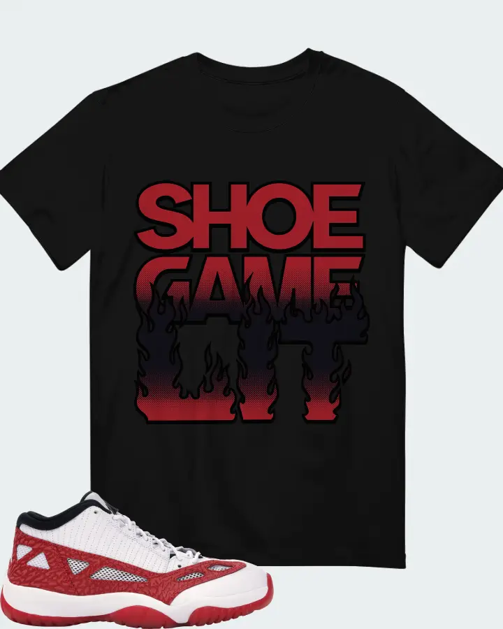 Jordan 11 Retro Low Sneaker Matching Black T-Shirt - Shoe Game Lit Refreshed