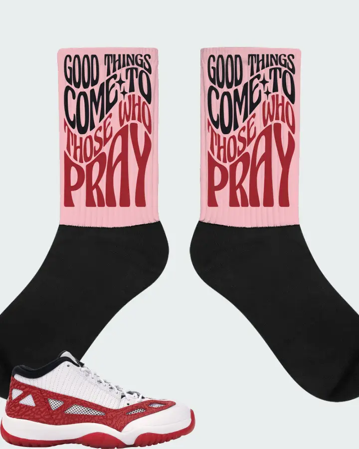 Jordan 11 Retro Low Sneaker Matching Pink Socks - Good Things Come To Those Who Pray
