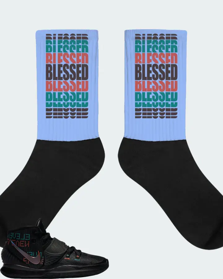 Nike Kyrie 6 Sneaker Matching Carolina Blue Socks - BLESSED Many Times