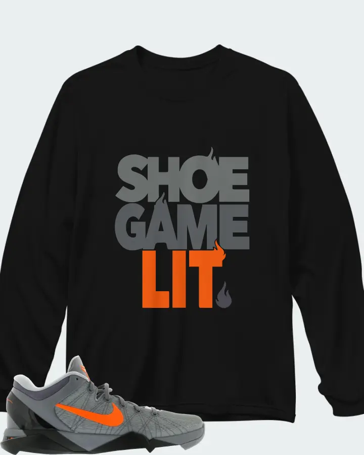 Nike Kobe 7 Sneaker Matching Black Long Sleeve T-Shirt - Shoe Game Lit Classic