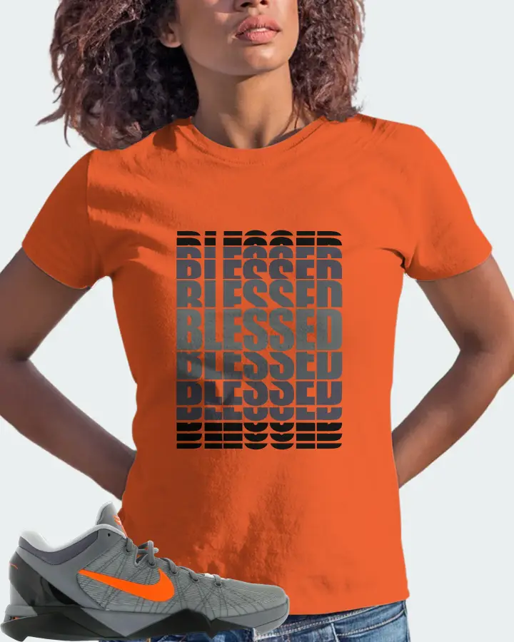 Nike Kobe 7 Sneaker Matching Orange T-Shirt (BLESSED Many Times) - View 3