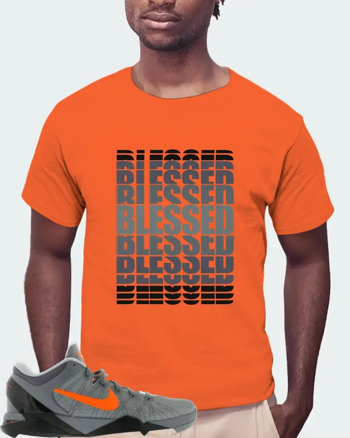 Nike Kobe 7 Sneaker Matching Orange T-Shirt (BLESSED Many Times) - View 4