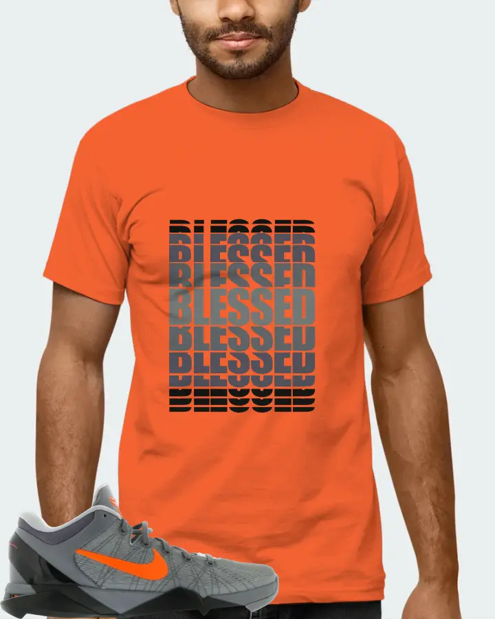 Nike Kobe 7 Sneaker Matching Orange T-Shirt (BLESSED Many Times) - View 6