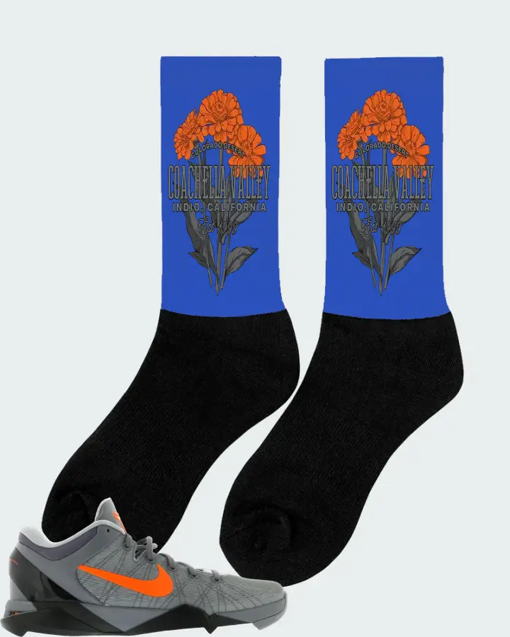 Nike Kobe 7 Sneaker Matching Royal Blue Socks (Coachella Valley) - View 3