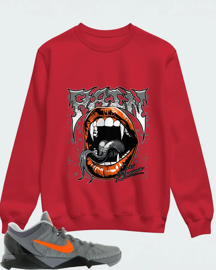 Nike Kobe 7 Sneaker Matching Red Sweatshirt (Pain Over Pleasure) - View 1