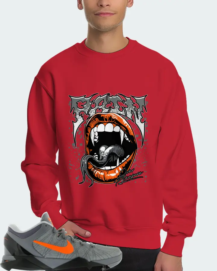 Nike Kobe 7 Sneaker Matching Red Sweatshirt (Pain Over Pleasure) - View 4